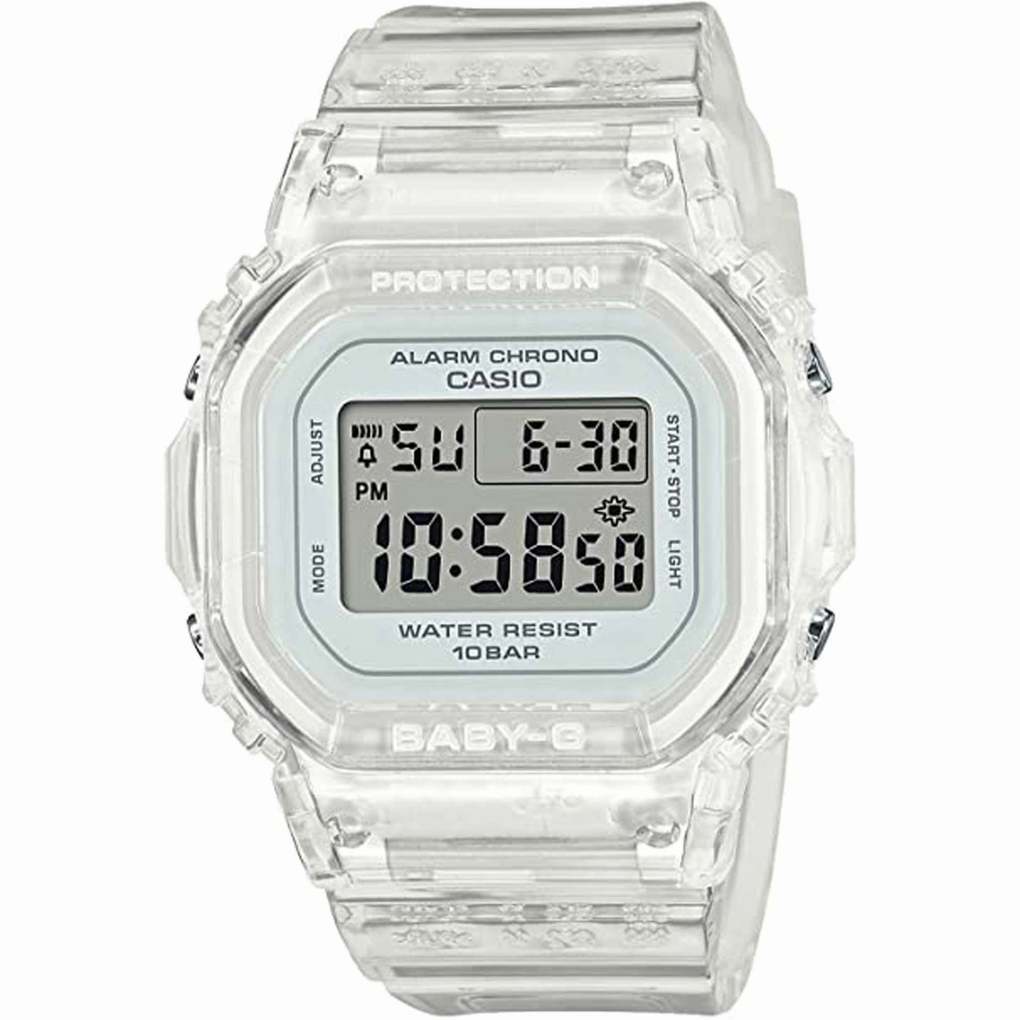 Casio Women's Watch - Baby-G Alarm Gray Ana-Digi Dial White Resin Strap | BGD565-7