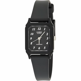 Casio Women's Waterproof Watch - Analog Black Dial Resin Strap | LQ142-1B