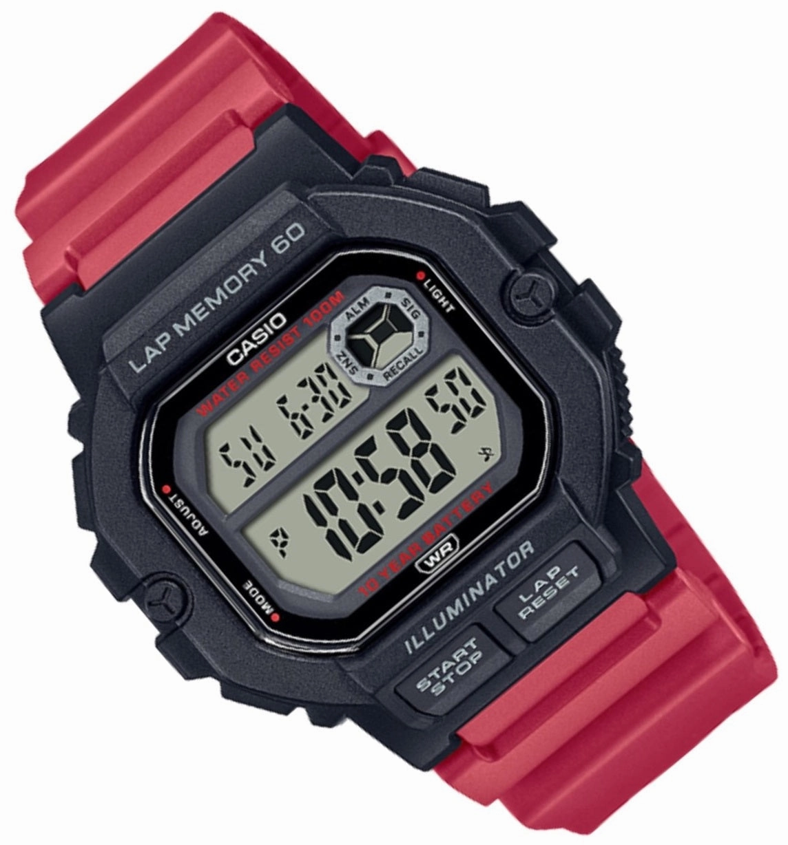 Casio WS-1400H-4A Red Resin Strap Watch for Men
