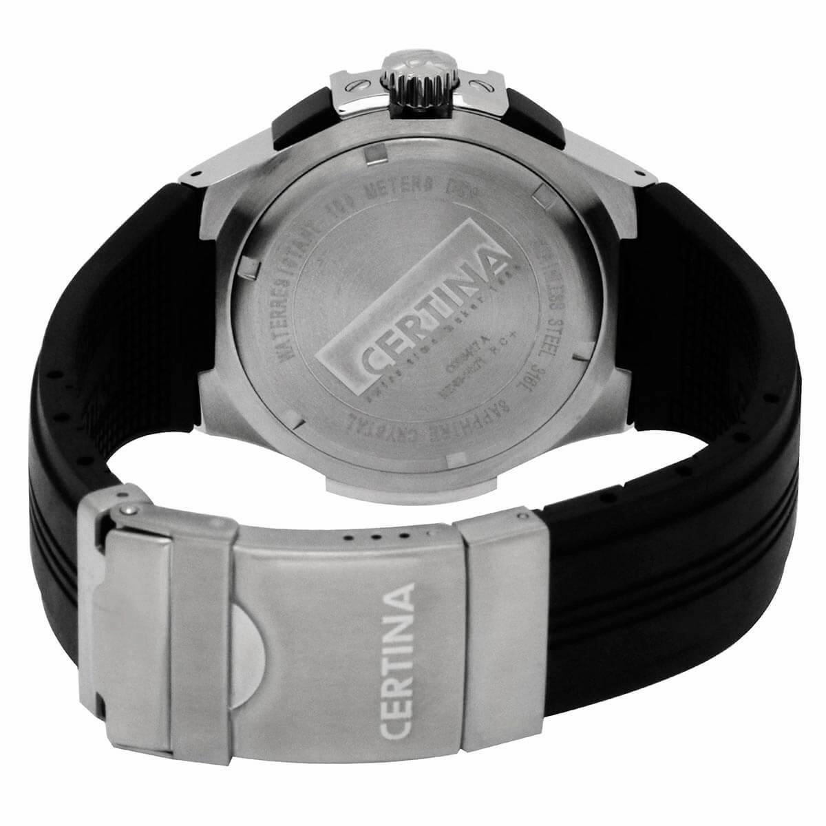 Certina Men's Chrono Watch - DS Cascadeur Black Dial Rubber Strap | C003.417.17.051.00