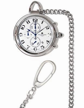 Charles-Hubert 42mm Chronograph Pocket Watch - Stainless Steel - Open Face