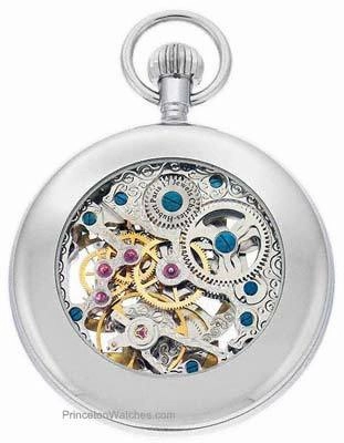Charles-Hubert Dual Time Automatic Pocket Watch - Skeleton Dial - Sun & Moon