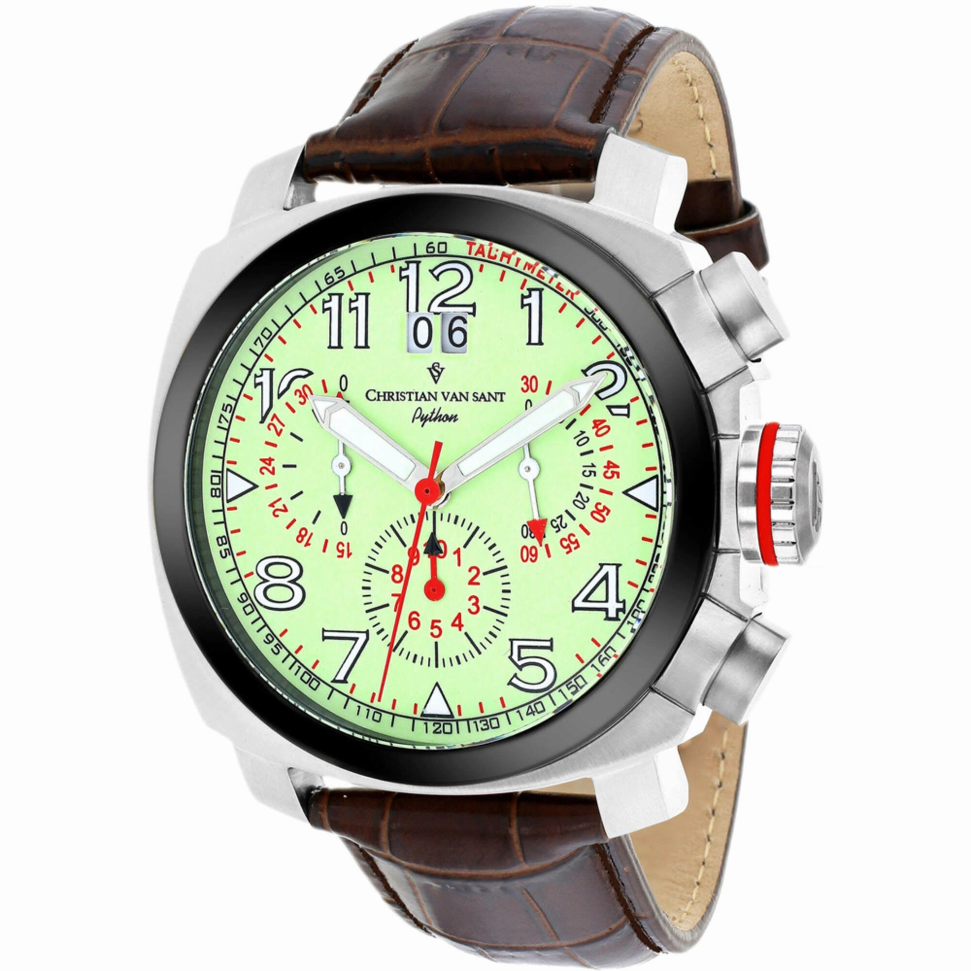 Christian Van Sant Men's Watch - Grand Python Quartz Brown Leather Strap | CV3AU6