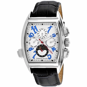 Christian Van Sant Men's Watch - Grandeur White Dial Black Leather Strap | CV2134