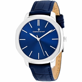 Christian Van Sant Men's Watch - Octavius Slim Quartz Blue Leather Strap | CV0532