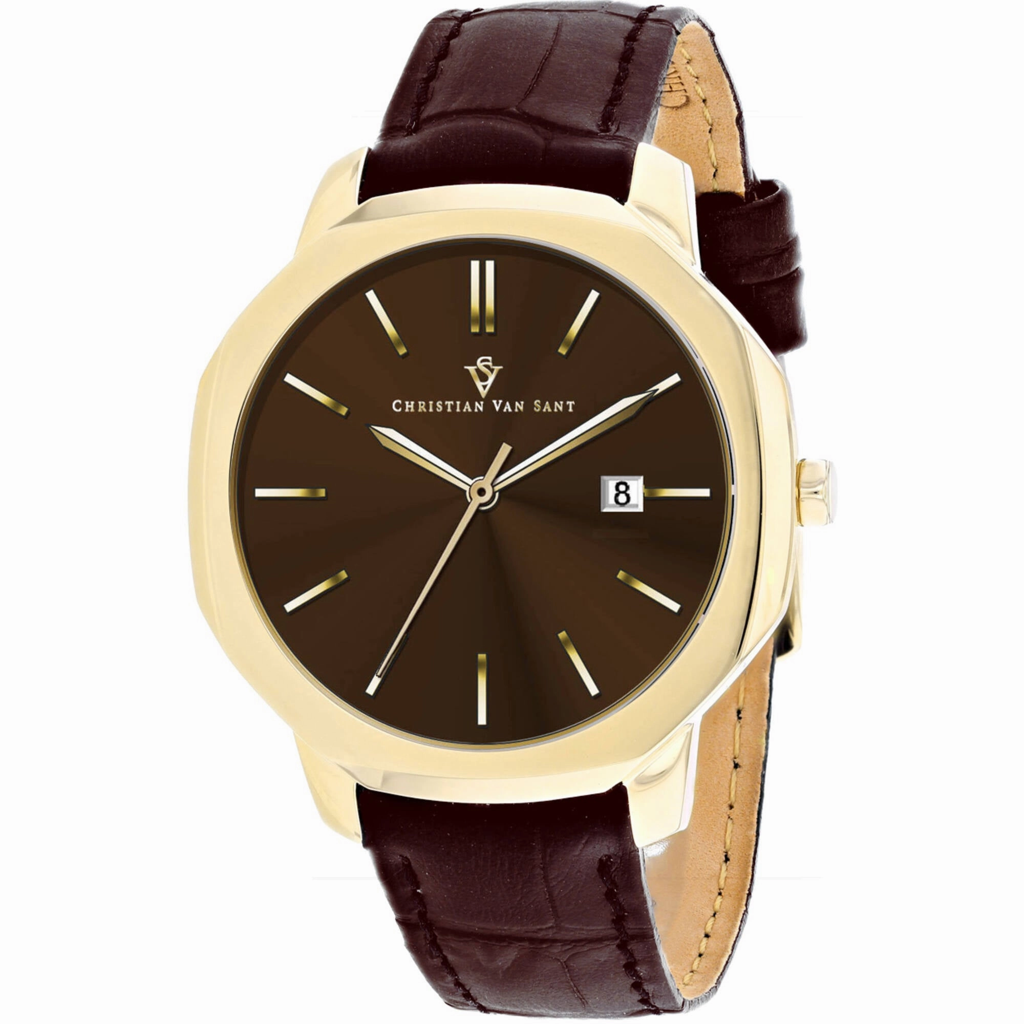Christian Van Sant Men's Watch - Octavius Slim Quartz Brown Dial Strap | CV0537