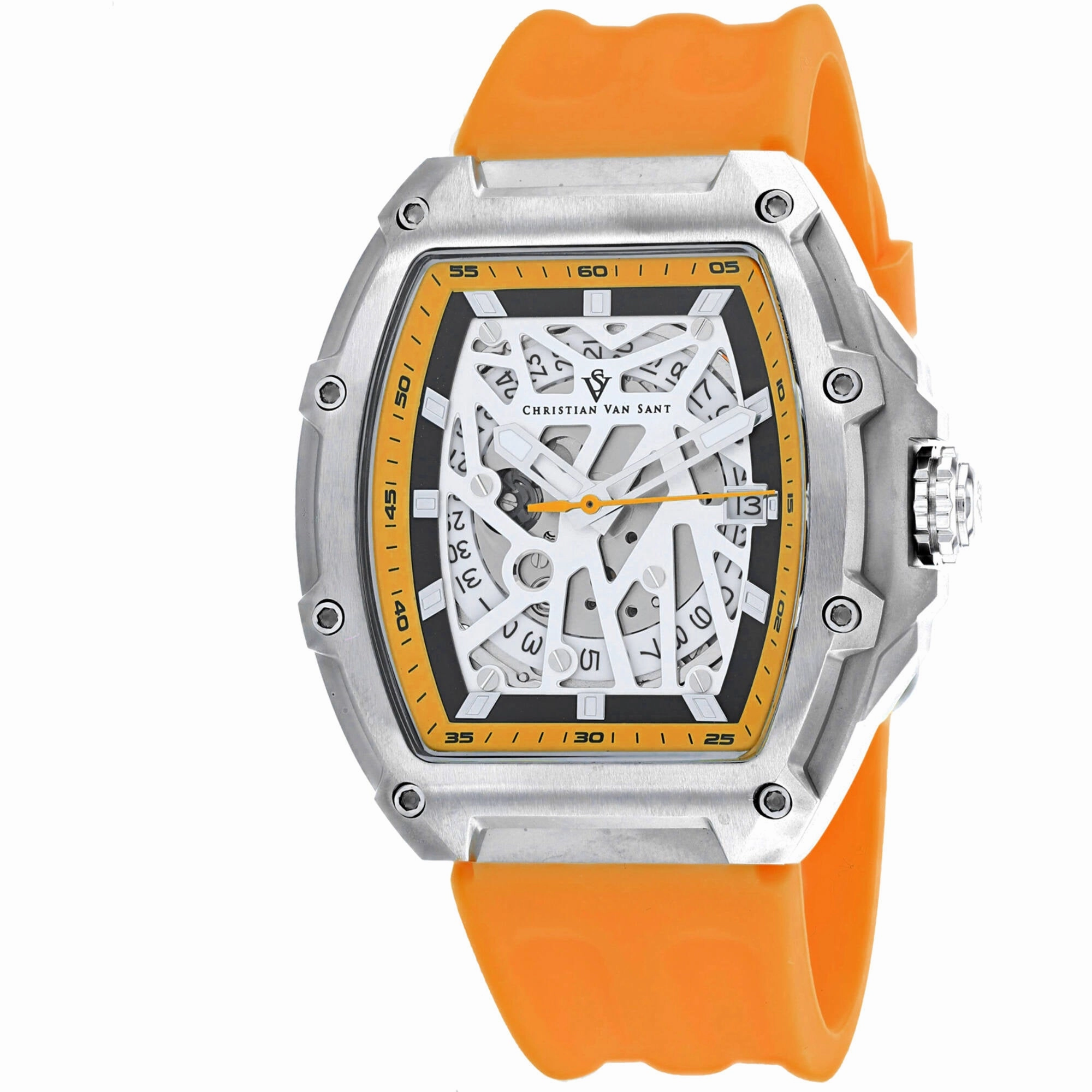 Christian Van Sant Men's Watch - Odyssey Automatic Orange Rubber Strap | CV6193
