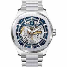 Christian Van Sant Men's Watch - Romeo Automatic Blue Dial Silver Bracelet | CV9506