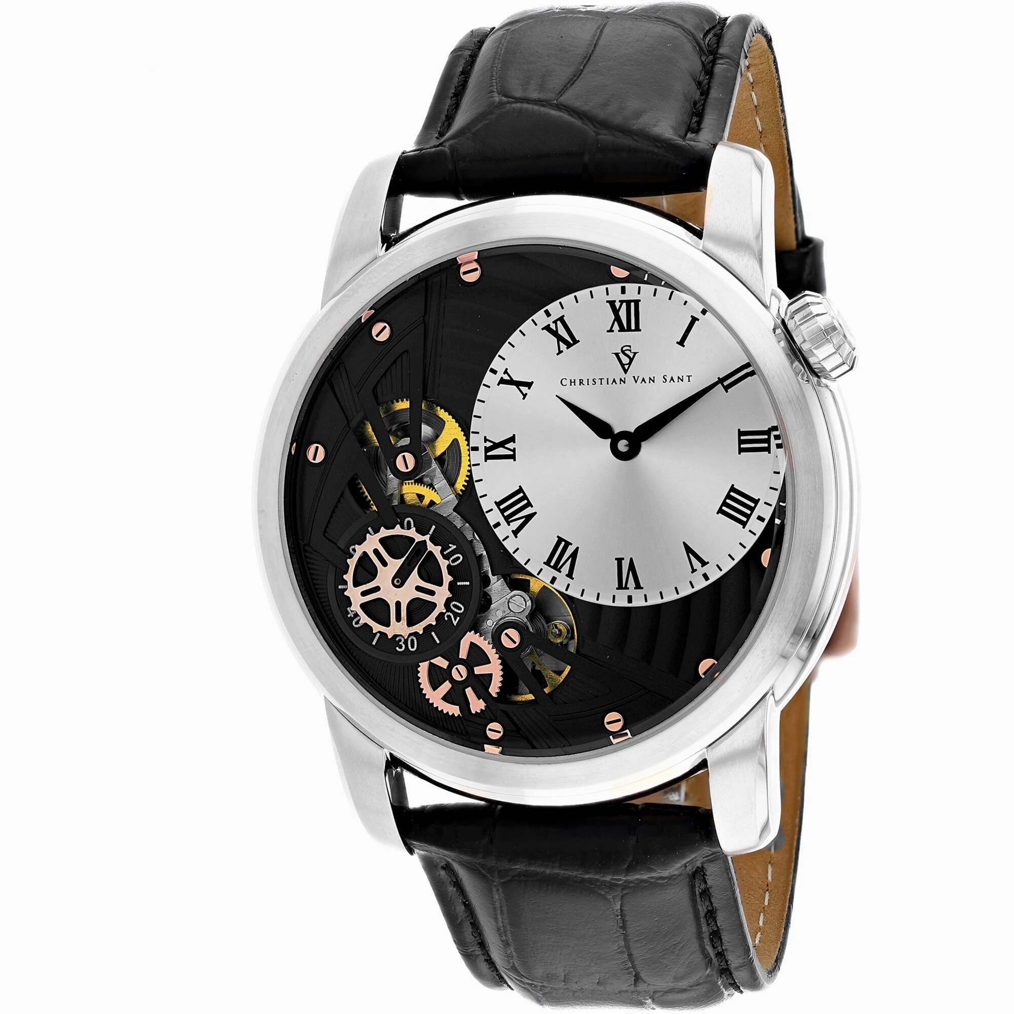 Christian Van Sant Men's Watch - Sprocket Auto-Quartz Black Leather Strap | CV1551