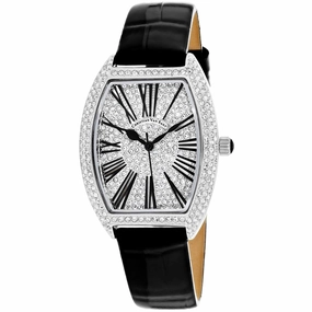Christian Van Sant Women's Watch - Chic Silver Dial Black Leather Strap | CV4840