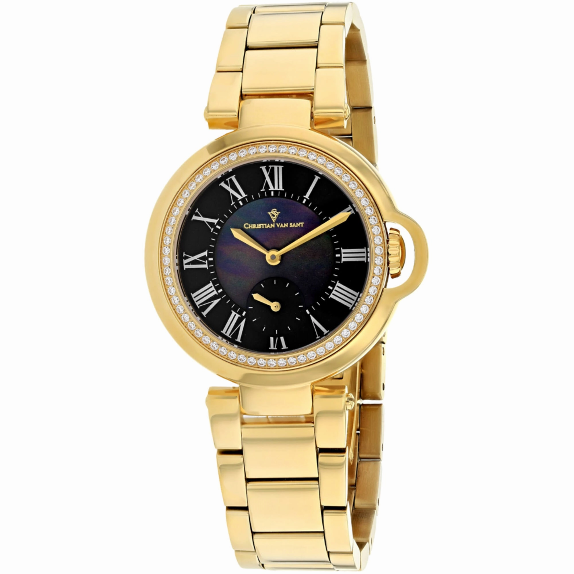 Christian Van Sant Women's Watch - Cybele Black Dial Yellow Gold Bracelet | CV0235