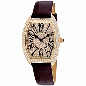Christian Van Sant Women's Watch - Elegant Quartz Velvet Red Leather Strap | CV4822