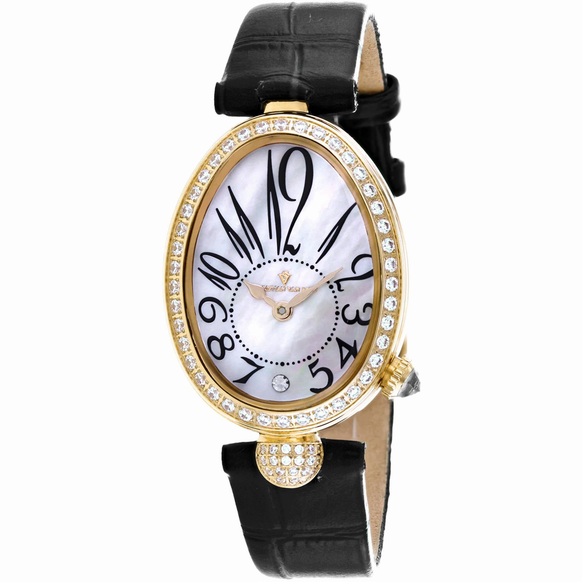 Christian Van Sant Women's Watch - Florentine Quartz Black Leather Strap | CV4293