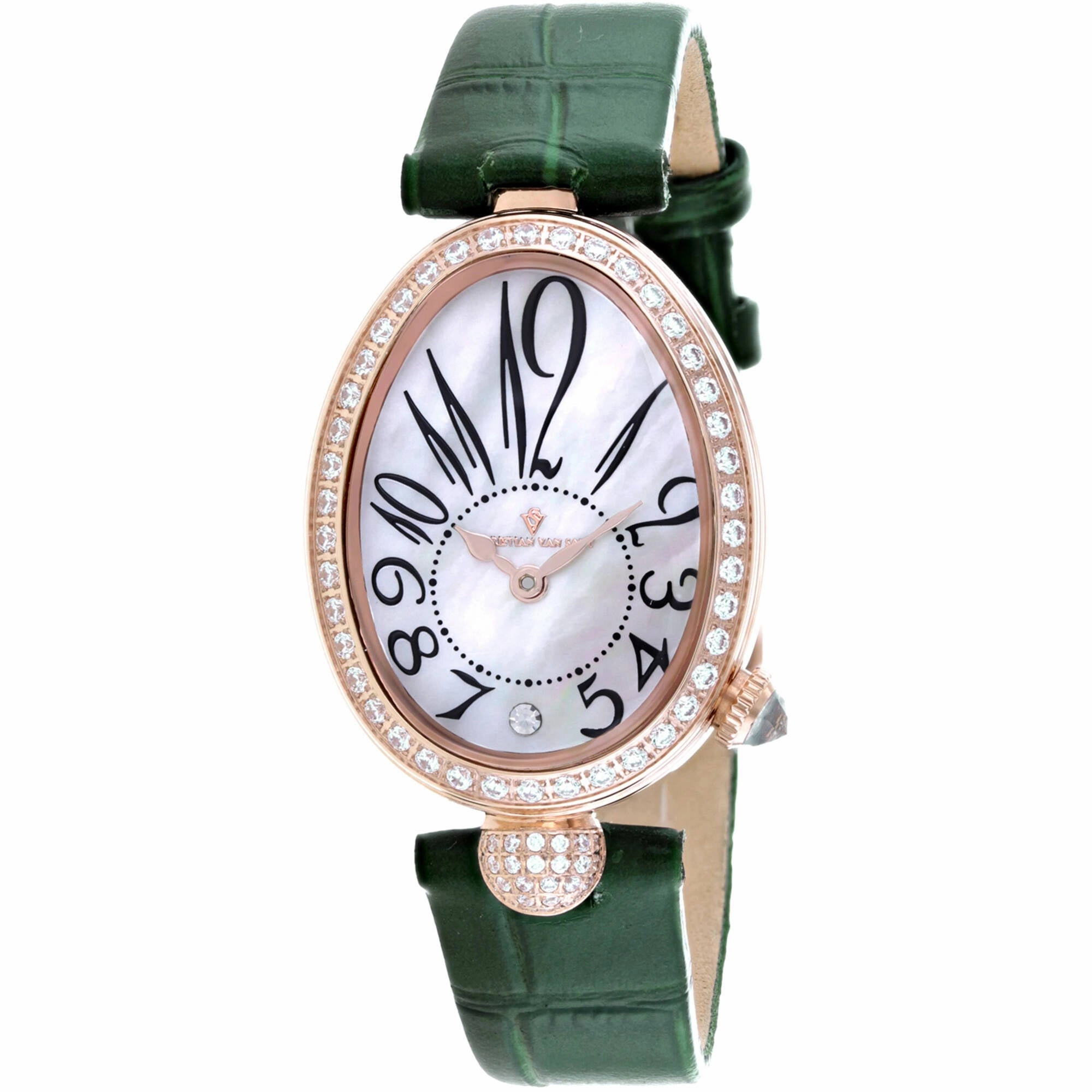 Christian Van Sant Women's Watch - Florentine Quartz Green Leather Strap | CV4296