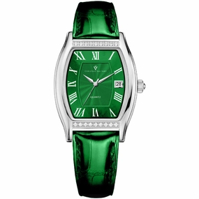 Christian Van Sant Women's Watch - Gemma Quartz Green Dial Leather Strap | CV2443