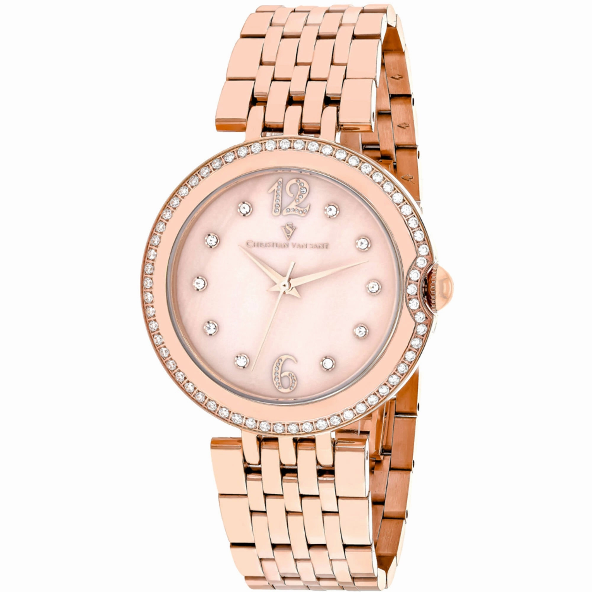Christian Van Sant Women's Watch - Jasmine Quartz Rose Gold Steel Bracelet | CV1614