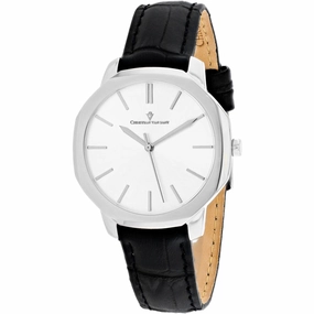 Christian Van Sant Women's Watch - Octave Slim Quartz Black Leather Strap | CV0501