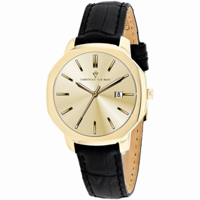 Christian Van Sant Women's Watch - Octave Slim Quartz Black Leather Strap | CV0508
