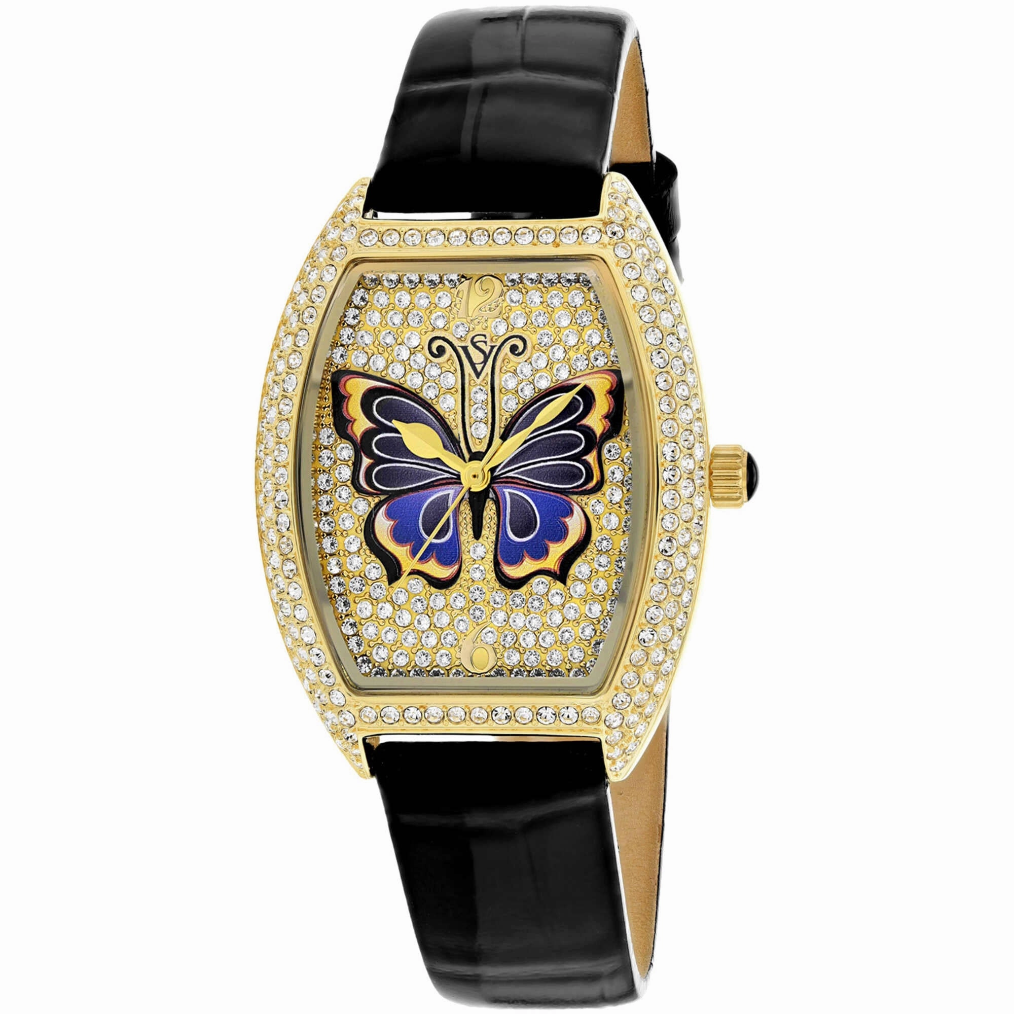 Christian Van Sant Women's Watch - Papillon Quartz Black Leather Strap | CV4873B