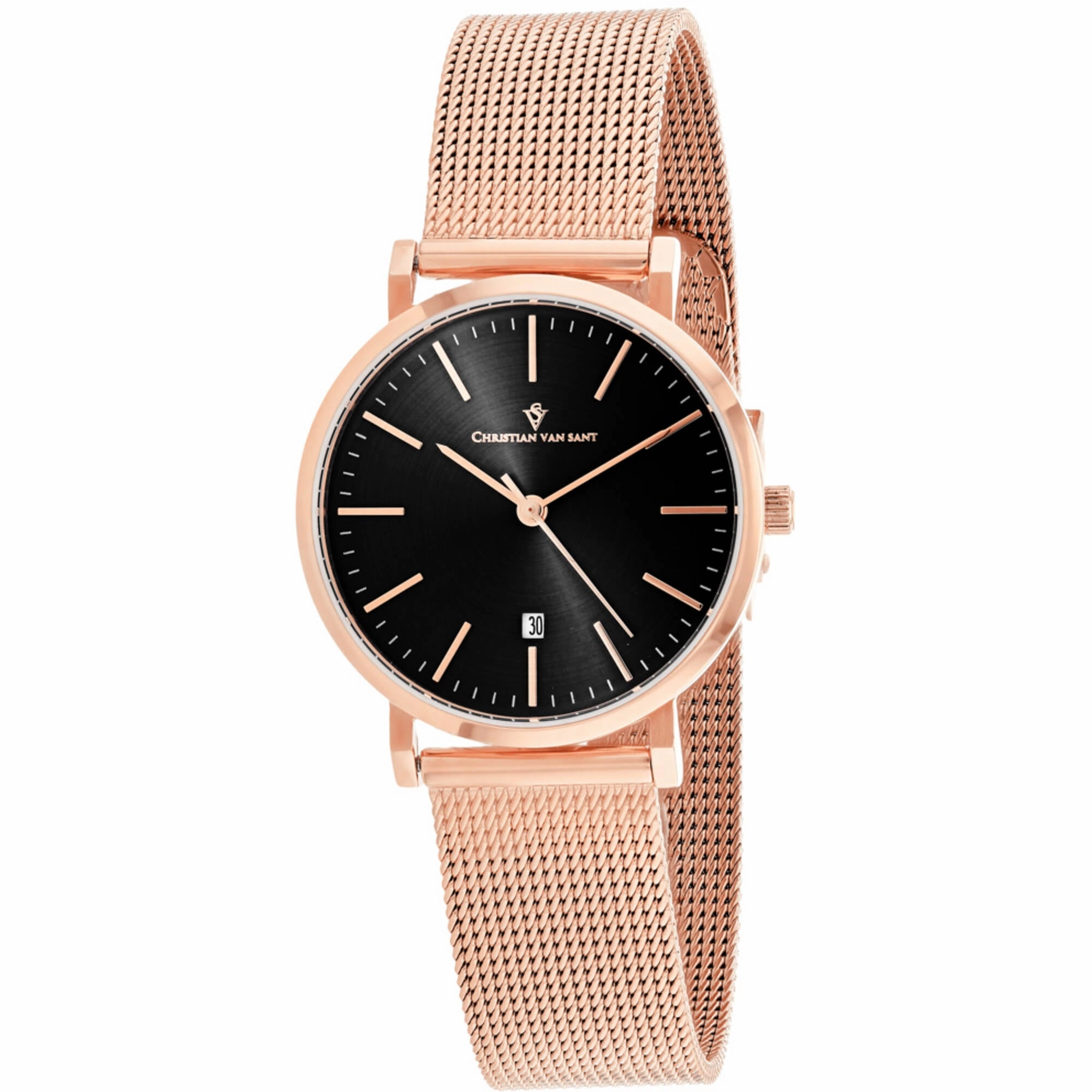Christian Van Sant Women's Watch - Paradigm Black Dial Rose Gold Bracelet | CV4221