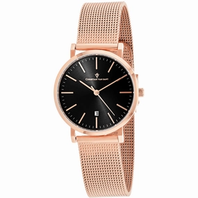 Christian Van Sant Women's Watch - Paradigm Black Dial Rose Gold Bracelet | CV4221