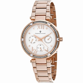 Christian Van Sant Women's Watch - Sienna White Dial Rose Gold Bracelet | CV1824