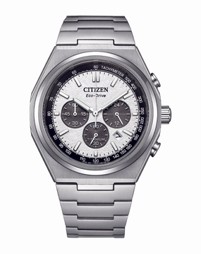Citizen Eco-Drive Zenshin Chrono Teal Dial Stainless Steel Watch CA4610-85A