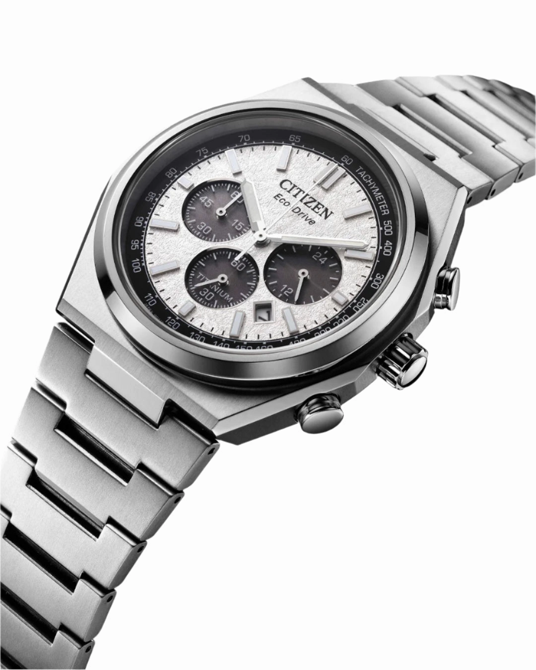 Citizen Eco-Drive Zenshin Chrono Teal Dial Stainless Steel Watch CA4610-85A