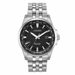 Citizen Men's Bracelet Watch - World Time Black Dial Stainless Steel | BX1000-57E