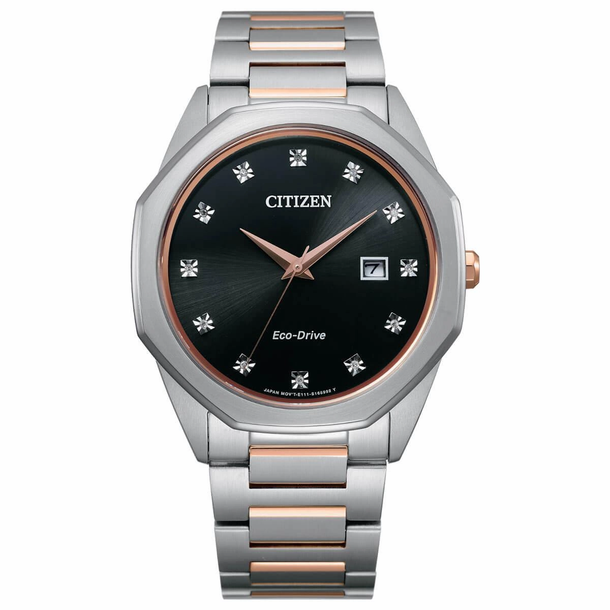 Citizen Men's Diamond Watch - Corso Black Dial Two Tone Bracelet | BM7496-56G