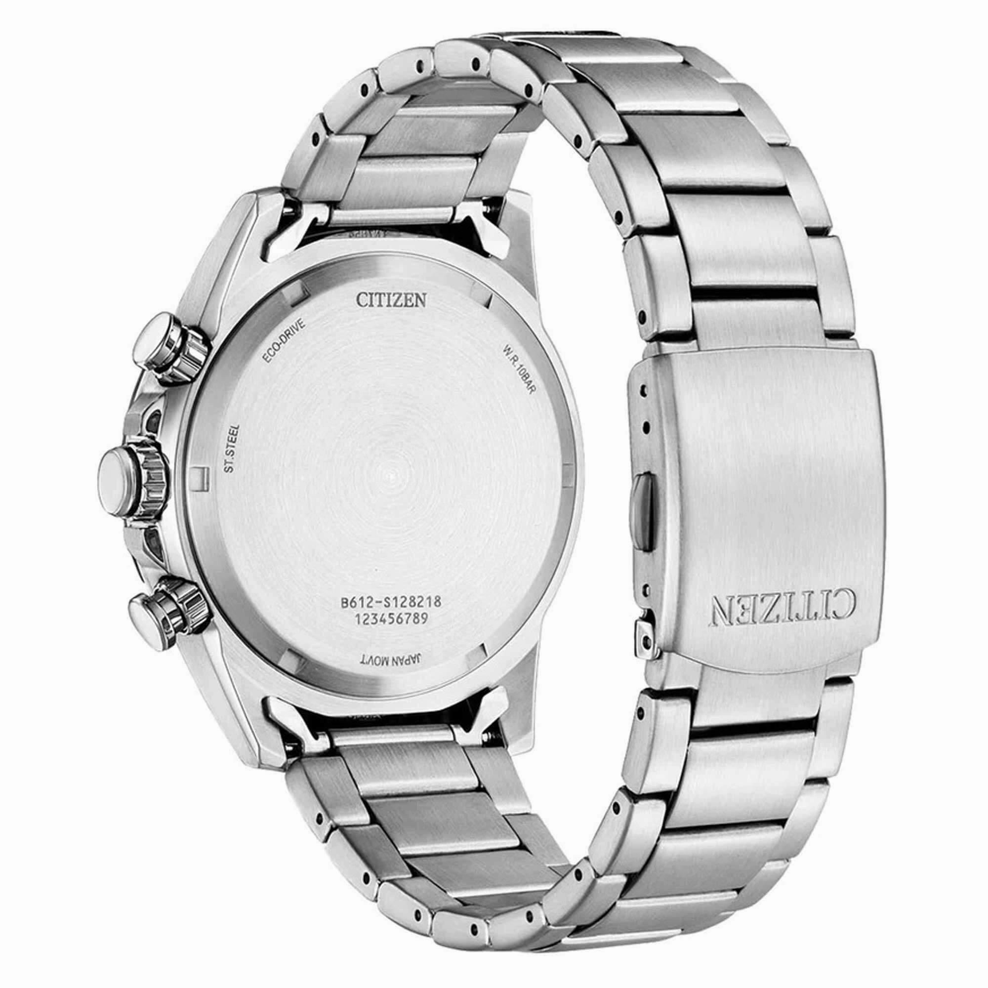 Citizen Men's Eco-Drive Watch - Chronograph Blue Dial Silver Bracelet | CA0781-84L
