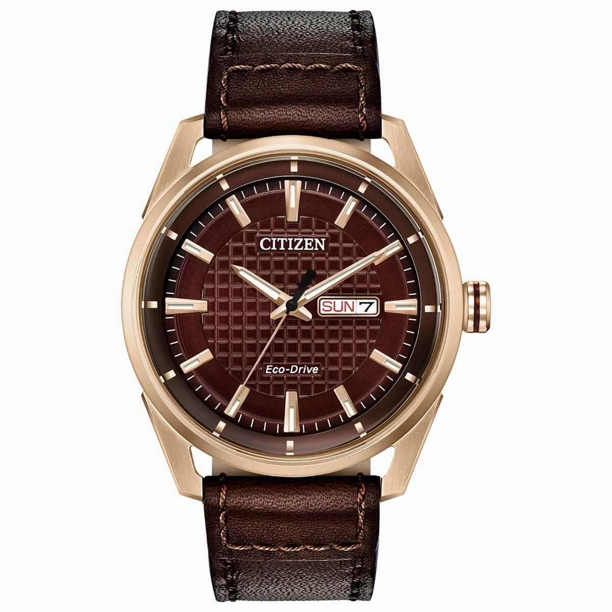 Citizen Men's Eco Drive Watch - Drive Brown Dial Leather Strap | AW0083-08X