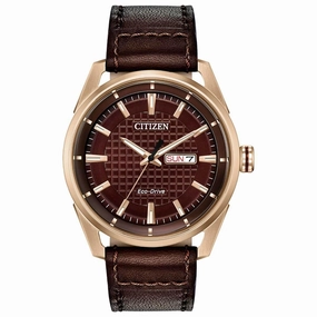 Citizen Men's Eco Drive Watch - Drive Brown Dial Leather Strap | AW0083-08X