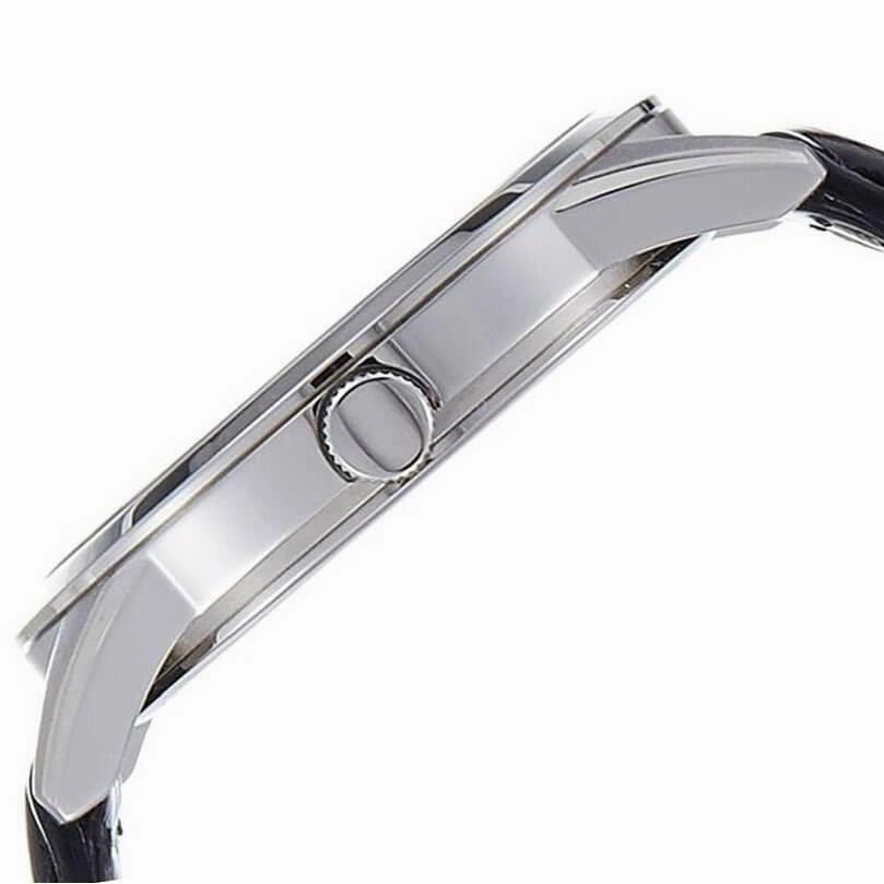 Citizen Men's Strap Watch - Quartz Date Silver Tone Dial Black Leather | BI5000-01A