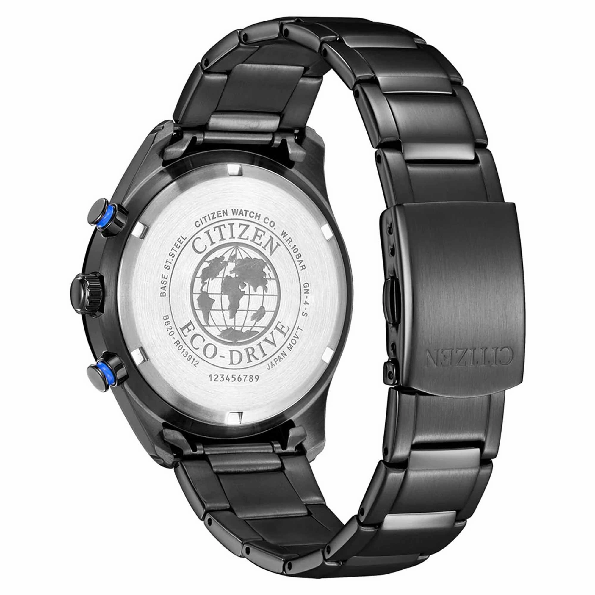 Citizen Men's Watch - Chronograph Power Reserve Black Steel Bracelet | CA4485-85E
