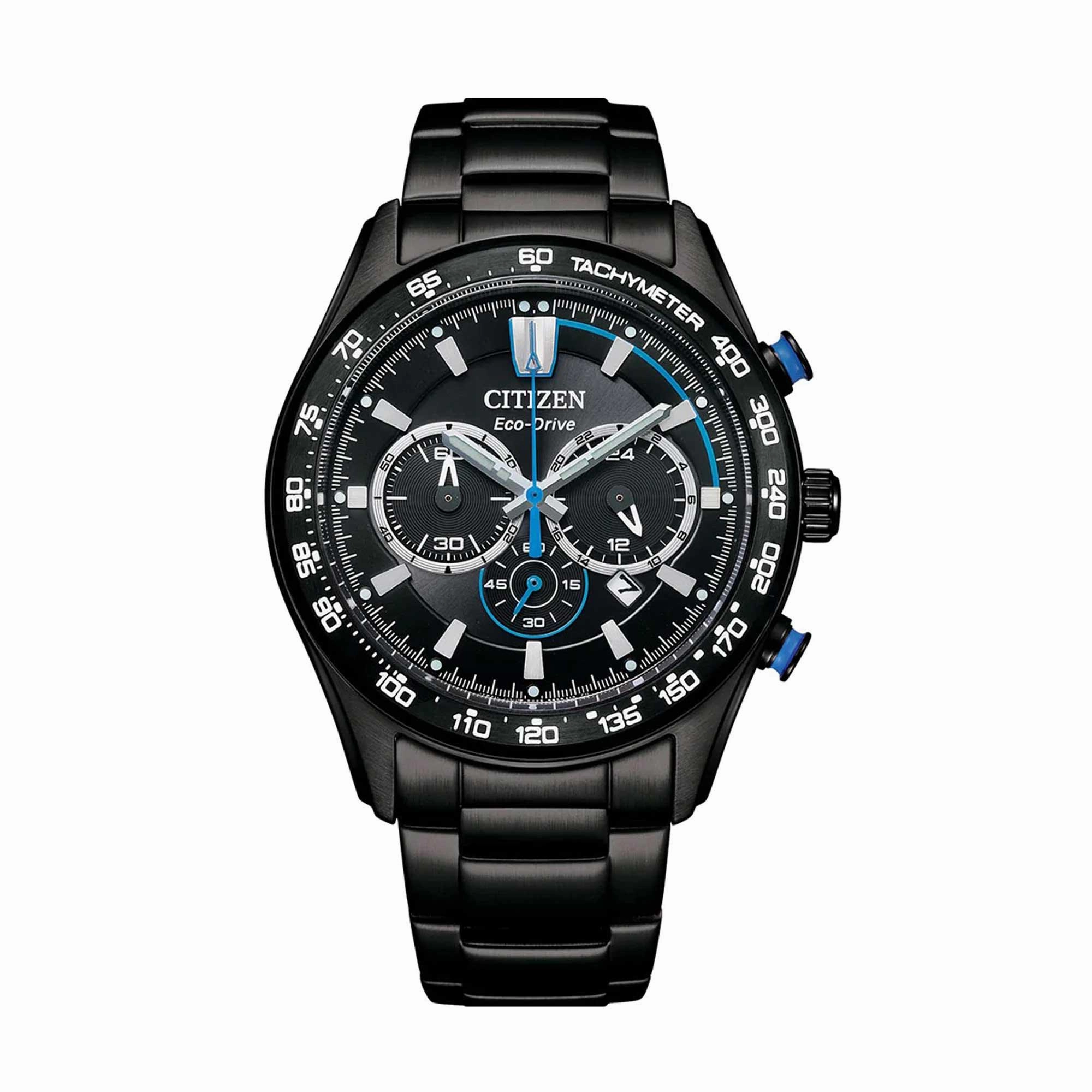 Citizen Men's Watch - Chronograph Power Reserve Black Steel Bracelet | CA4485-85E