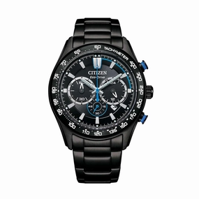 Citizen Men's Watch - Chronograph Power Reserve Black Steel Bracelet | CA4485-85E