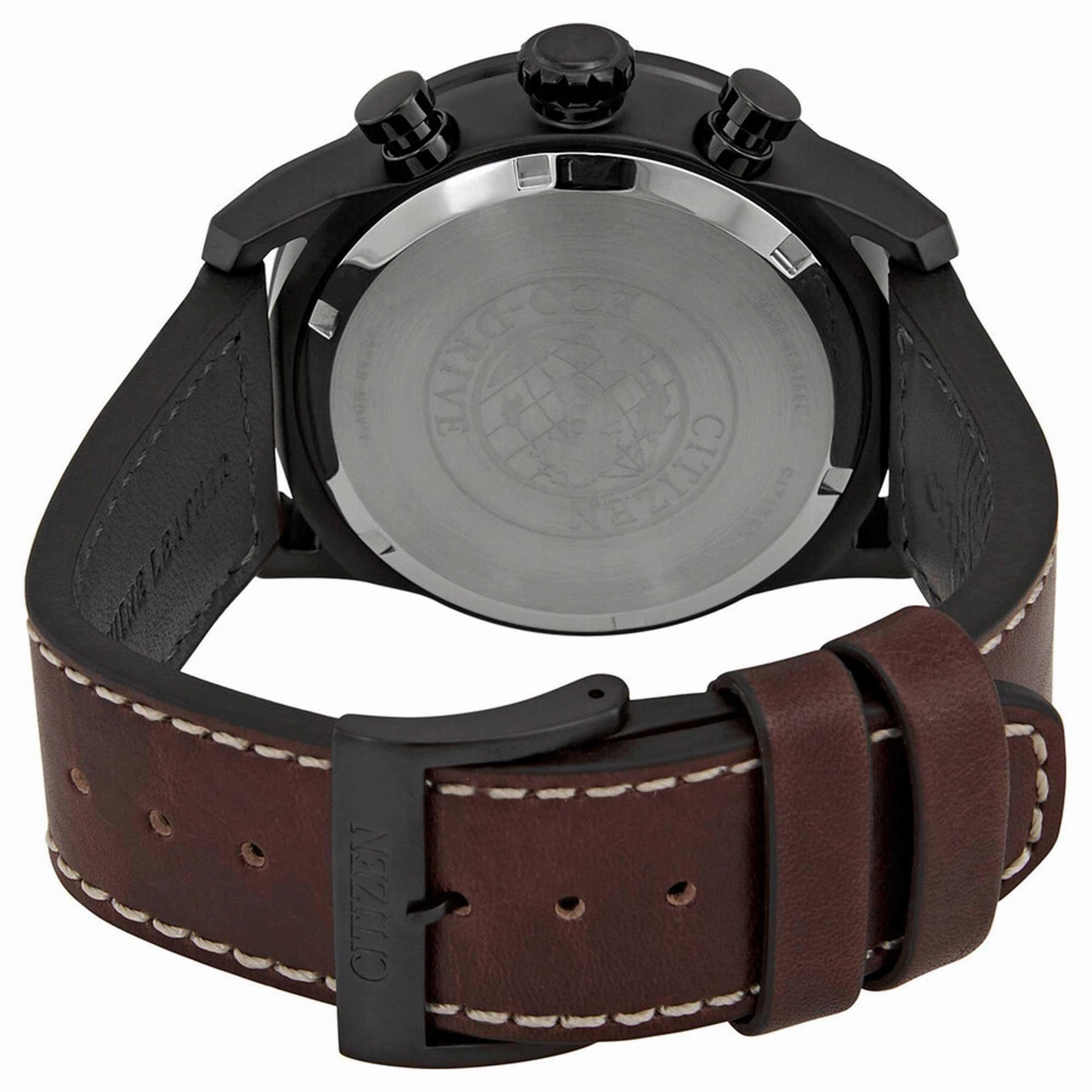 Citizen Men's Watch - Chronograph Power Reserve Brown Leather Strap | CA4218-14E