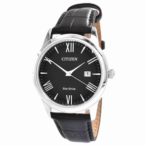 Citizen Men's Watch - Eco-Drive Black Dial Leather Strap Power Reserve | AW1231-07E