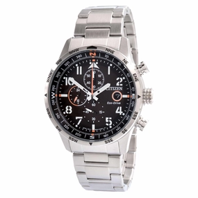 Citizen Men's Watch - Eco Drive Chronograph Black Dial Silver Bracelet | CA0790-83E