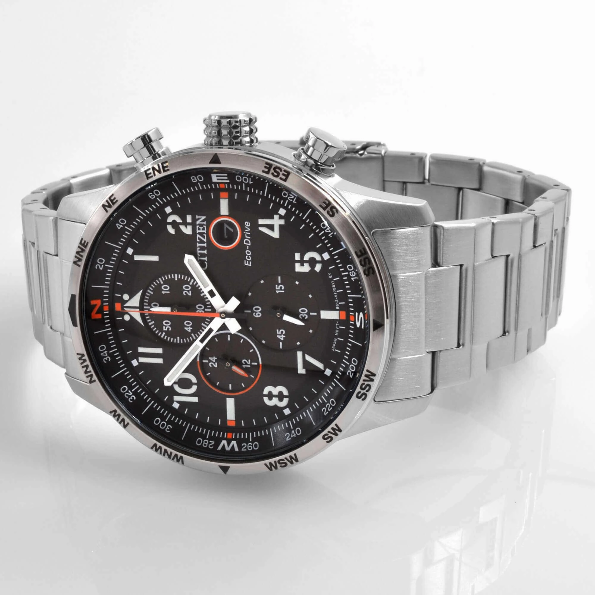 Citizen Men's Watch - Eco Drive Chronograph Black Dial Silver Bracelet | CA0790-83E