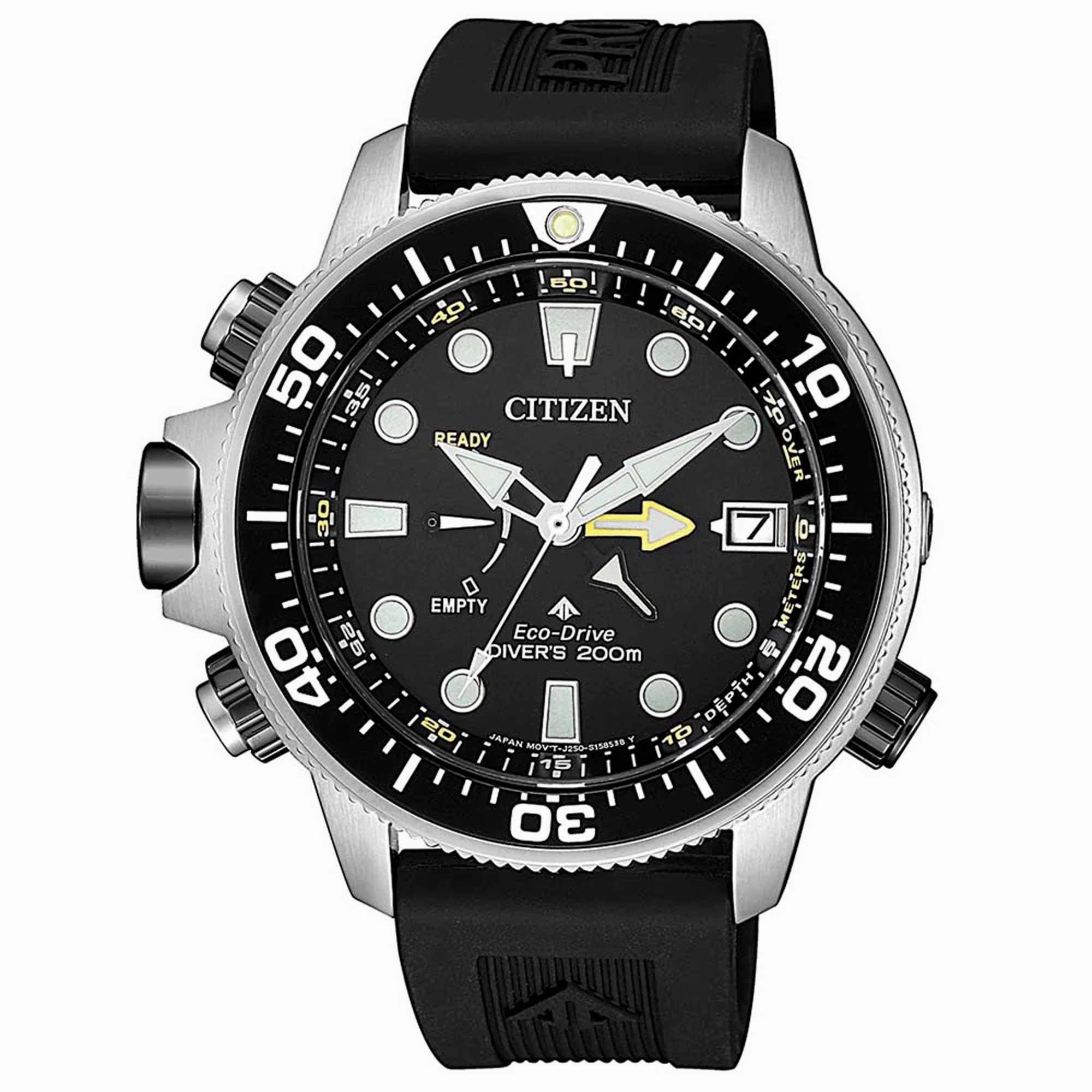 Citizen Men's Watch - Promaster Marine Aqualand Black Rubber Strap Date | BN2036-14E