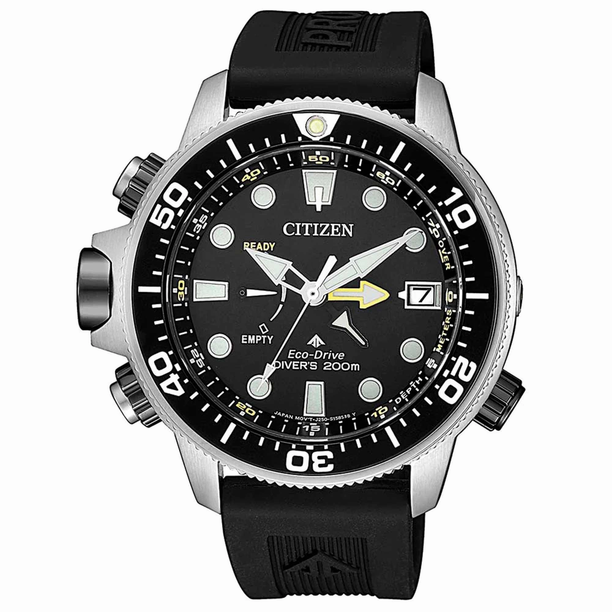 Citizen Men's Watch - Promaster Marine Aqualand Black Rubber Strap Date | BN2036-14E