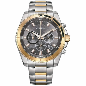 Citizen Men's Watch - Quartz Chronograph Grey Dial Two Tone Bracelet | AN8204-59H