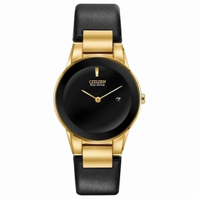 Citizen Women's Eco Drive Watch - Axiom Black Dial Leather Strap | GA1052-04E