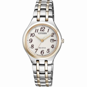 Citizen Women's Eco-Drive Watch - Dress White Dial Two Tone Bracelet | EW2486-87A