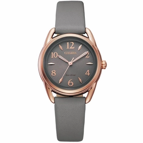 Citizen Women's Eco-Drive watch - Drive Grey Dial Leather Strap | FE1218-05H