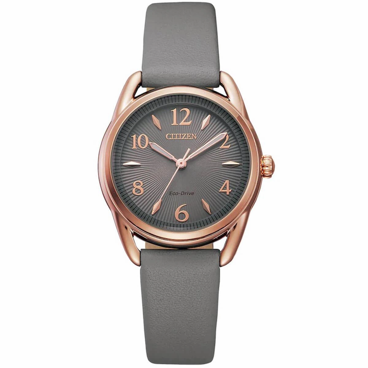 Citizen Women's Eco-Drive watch - Drive Grey Dial Leather Strap | FE1218-05H
