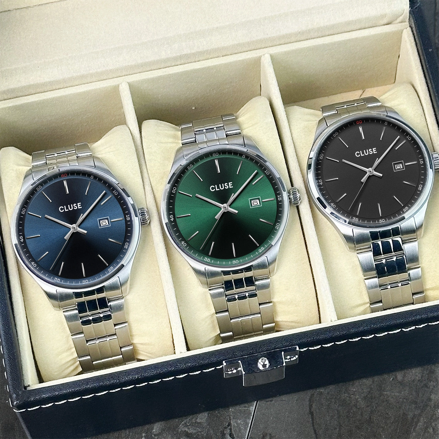 CLUSE Antheor Black Dial Silver Stainless Steel Link Watch CW20904