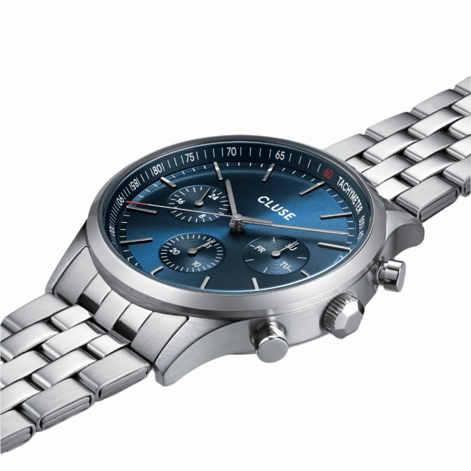 CLUSE Antheor Multifunction Blue Dial Silver Stainless Steel Link Watch CW21003